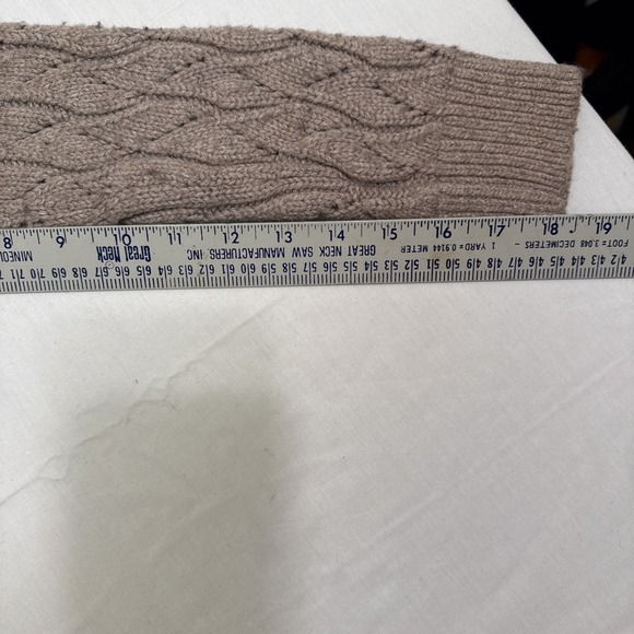 WOOL SWEATER WOMEN LARGE LOFT BEIGE Blend DOUBLE Knit Long Sleeve - Picture 8 of 10